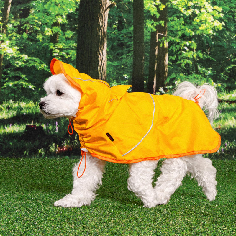 Puppia Rainlite Dog Poncho Hooded Waterproof Adjustable Lightweight Rain Jacket Poncho for Small and Medium Dogs, Yellow, XX-Large