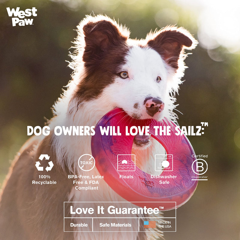 WEST PAW Seaflex Sailz Dog Toy Flying Disc – Machine Washable Dog Toys for Moderate Chewers – Eco-Friendly Zogoflex Toys for Dogs – Perfect for Gnawing, Fetch, Catch, Pet Training – Surf - PawsPlanet Australia