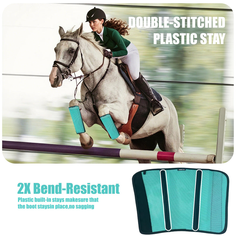 Mesh Horse Fly Boots Set of 4, Loose Fitting Shoofly Leggings for Horses with Breathable & Adjustable, Fly Leg Wraps for Horses Stop Annoying Stomping, Stay-on Comfortable Shoo Fly Boots (Mint) Mint - PawsPlanet Australia