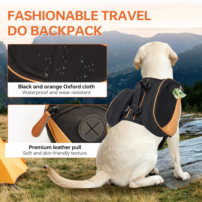 Dog Backpack for Medium & Large Dogs, Detachable Side Bags, Quick-Poop Bag Dispenser | No-Pull Adjustable Harness for Large-Chested Breeds | Non-Slip Handle for Hiking, Walking, Outdoor Adventures（M） M - PawsPlanet Australia