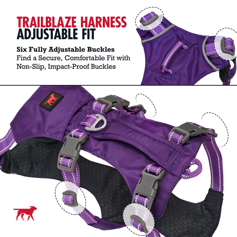 Tuff Pupper Escape Proof Dog Harness for Small Dogs | No Pull Lightweight Adjustable Harness | No Escape Multifunctional Outdoor Pet Gear | Strong Durable Breathable | Secure Comfortable Fit Deep Purple - PawsPlanet Australia