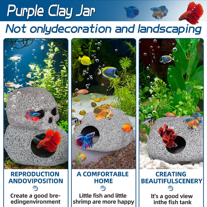 Ameliade Aquarium Decorations Cave Betta Fish Tank Accessories Rock Cave Decor for Shrimp Cichlid Hiding Breeding Small Fish Bowl Hide Decoration Betta Toys Hideout Stones House（Medium） .Medium - PawsPlanet Australia