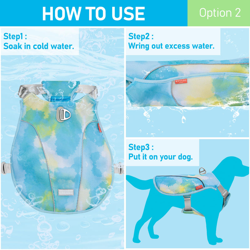 KYEESE Dog Cooling Vest, Breathable Mesh Dog Cooling Shirt for Small Dogs with D-Ring, Sun Protection Reflective Dogs Cooler Jacket with Adjustable Buckle for Summer Hiking Walking, Blue, S Small (Pack of 1) - PawsPlanet Australia