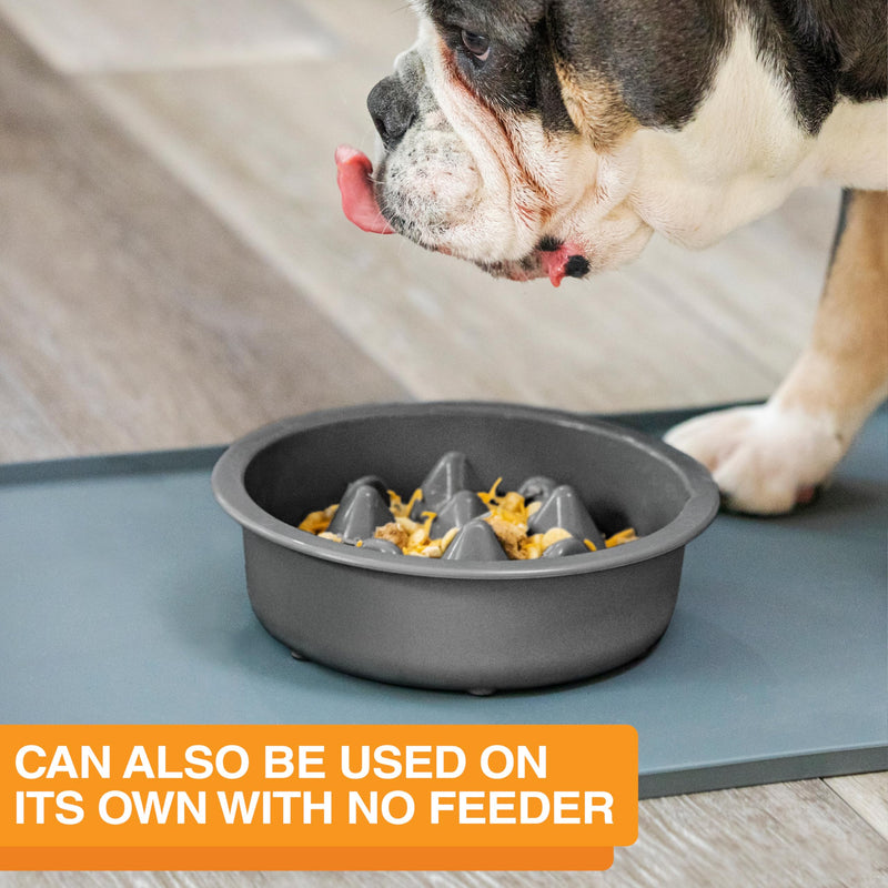 The Niner Slow Feed Bowl - Raised Peaks Slow Down Pets Eating - Fits Elevated Feeders Including Neater Feeder Large Sizes - Gentle on Teeth and Gums - Holds up to 2 Cups (Gunmetal Grey) Gunmetal Grey - PawsPlanet Australia
