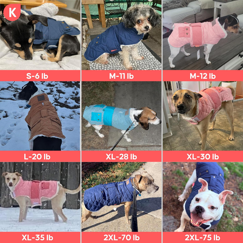KYEESE Dog Coat Thick Pets Clothes with Pocket Waterproof Dogs Jacket with Fleece Lined Windproof Dog Coats for Small Dogs Soft Pet Sweater for Cold Weather Warm Pet Winter Puffer Coat with Leash Hole X-Large 02# Red