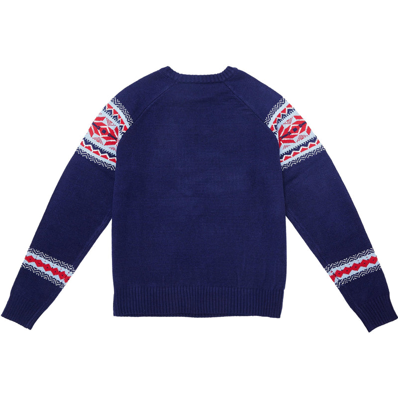 Blueberry Pet Unisex Holiday Chic Secret Fair Isle Style Pullover Sweater in Navy Blue, Small Unisex - S C Design: Pet Owner - Christmas Navy Blue - PawsPlanet Australia