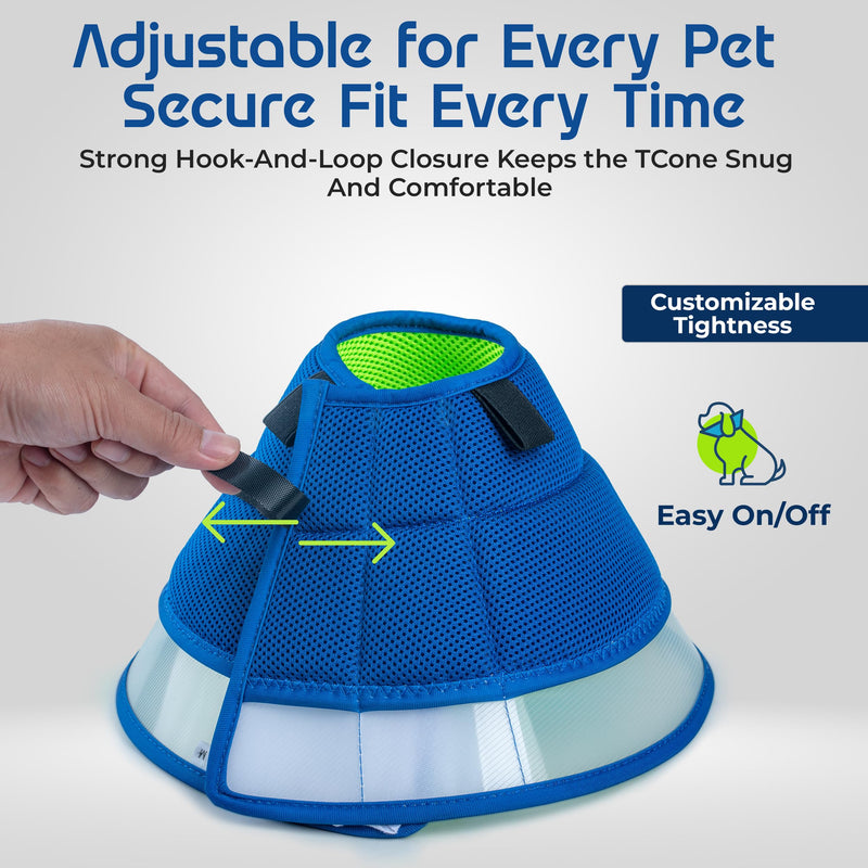 Premier Web Products Soft Dog Cone Collar To Stop Licking - Large Dog Cone, Adjustable and Reversible Design, Non-Woven Breathable Fabric, Elizabethan Recovery Collar after Surgery for Cat, Blue