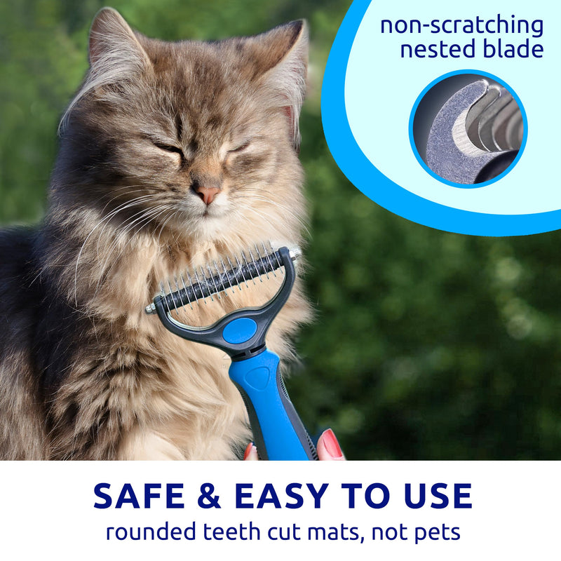 Pat Your Pet Deshedding Dog Brush For Shedding – Cat Brushes For Indoor Cats, Double-Sided Cat Brush Deshedding & Grooming Tool For Long Haired And Short Haired Dogs, Skin-Friendly Bright Blue - PawsPlanet Australia
