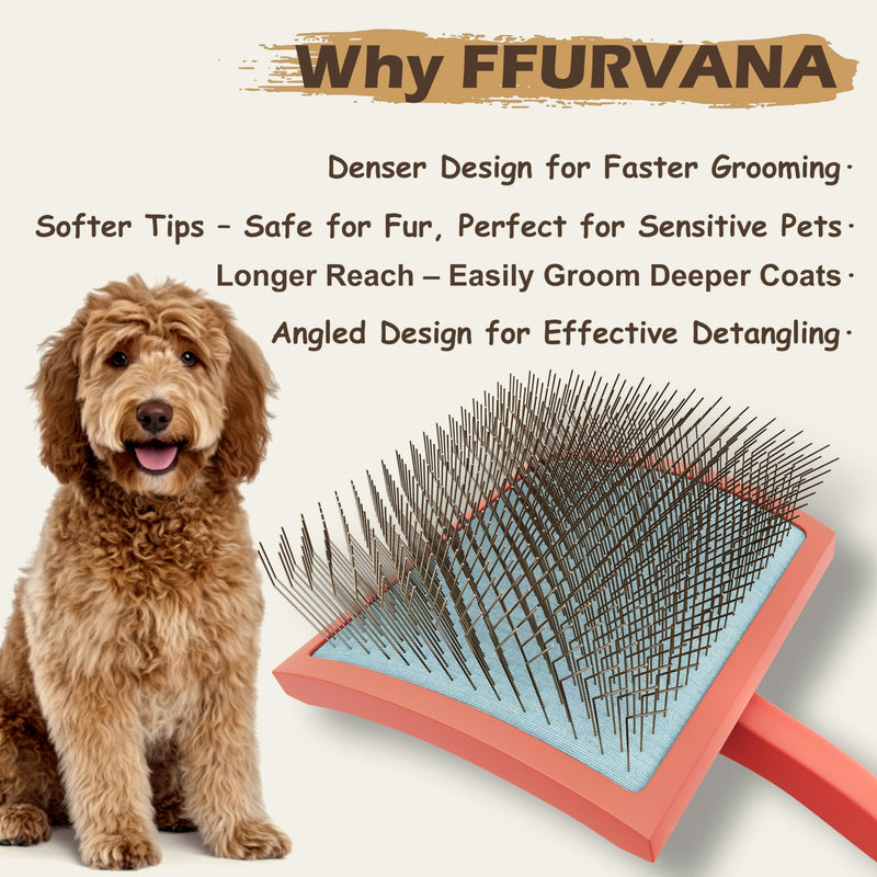 Slicker Brush for Dogs, for Golden Doodles with Long Hair, for Large Pet Dogs, Grooming Pet Hair - red（Large）