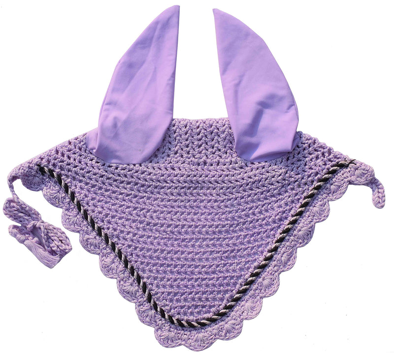 Elegant Horse Ear Bonnet, Fly Veil & Fly Mask – Superior Fly Protection with Style and Comfort for Every Ride (Voilet/Lalic, Pony)