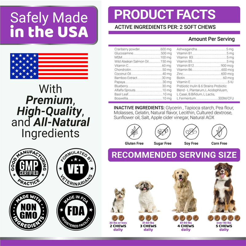 Dog Multivitamin Soft Chews - Natural Ingredients & Vet-Formulated - Made in USA - PawsPlanet Australia