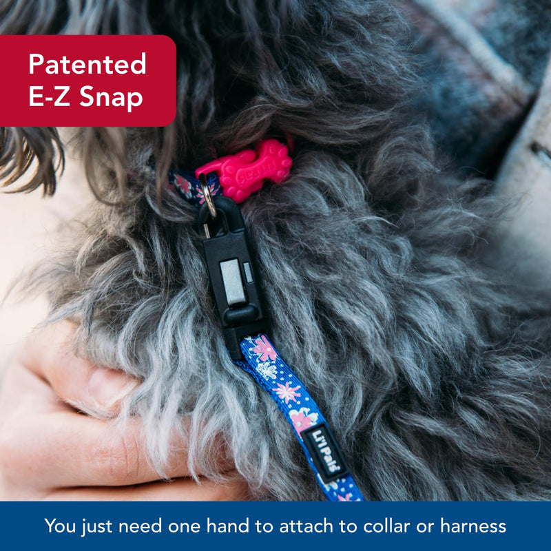 Coastal - Li’l Pals Patterned Dog Leash with E-Z Snap - Snap onto Dog Collars and Harnesses - Light Blue Paw - 3/8” x 6’ 3/8" x 06' (Pack of 1) - PawsPlanet Australia