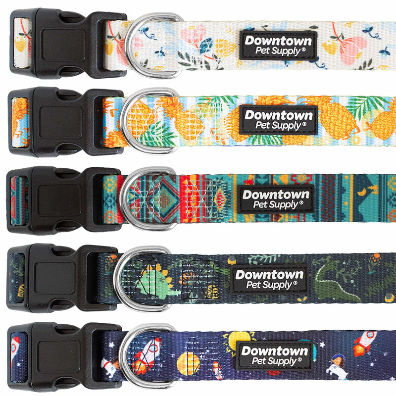 Downtown Pet Supply - Best & Fancy Adjustable Dog Collar with Quick Buckle & D-Ring - Hand Wash Safe - Dino - M - Medium Medium: 10"-17"