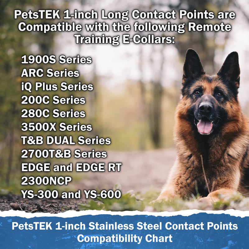 Replacement Prongs 3/4-Inch Stainless Steel Contact Points Compatible with Dogtra Remote Trainers and Bark Collars 1900S/ARC/iQ Plus/200C/280C/2700T&B/EDGE/YS-600/YS-300 - PetsTEK Brand - Made in USA - PawsPlanet Australia