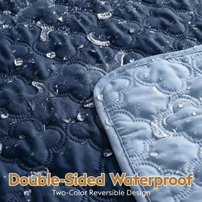 Waterproof Dog Blanket, Couch Cover for Dogs Washable, Reversible Dog Bed Cover, Couch Furniture Protector. (Dark＆Light Blue, 68 X 82 Inch - 1 Pack) Dark＆light Blue - PawsPlanet Australia