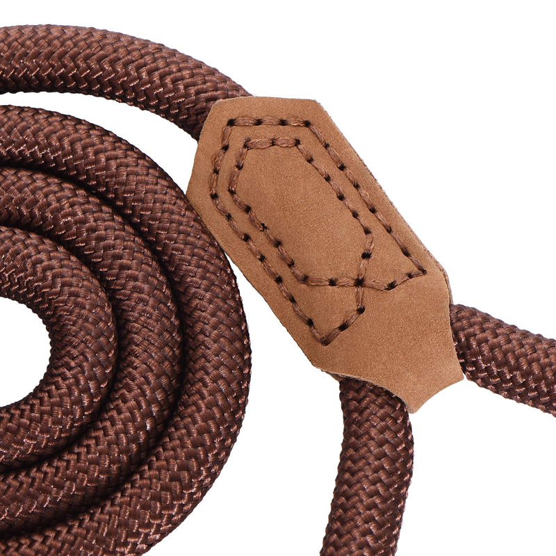 Mile High Life | Premium Leather Dog Leash | Strong Rope Leash | Leather Handle | Zinc Alloy Strong Clasp | Small Medium Large Dogs | 4/5/6 Feet (72 Inch, Dark Brown) 72 Inch-1/2" Leather handle-Dark Brown - PawsPlanet Australia