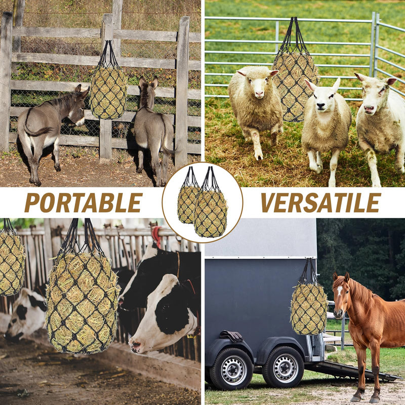 Slow Feed Hay Nets for Horses 2PCS, 42" Length with 2" Holes Hay Nets Holds 3-5 Flakes, Chew-Resistant Polyester Fiber Material - PawsPlanet Australia
