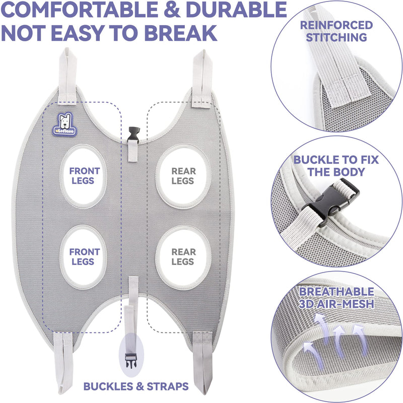 Dog grooming Hammock Harness for Dogs & Cats with Pet Nail Clipper Trimmer - Cat hanger Sling for Trimming Clipping Nails- Dog Hammock Restraint Bag for small medium large dog （ Grey S ） S ( Legs Distance : 9-12 " / Max W：30lb ) - PawsPlanet Australia