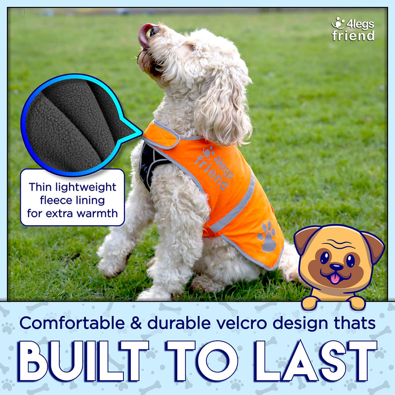Safety Yellow Reflective Lightweight Fleece Vest with Leash Hole 5 Sizes - High Visibility Coat for Outdoor Activity Day and Night, Keep Your Dog Visible, Safe from Cars & Hunting Accidents Small