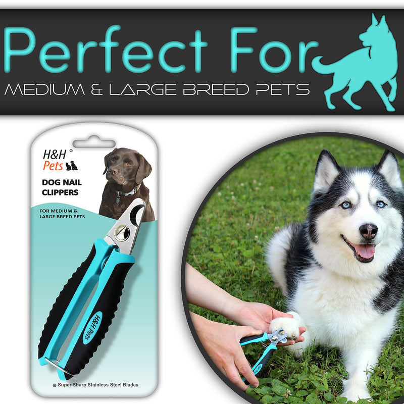 H&H Pets Nail Clippers Series - for Cats and Dogs - Razor Sharp Blades Sturdy Non Slip Handles - Dog Accessories Professional at Home Grooming - Stainless Steel - Dog Nail Trimmers - M (Sm-M Dogs) - PawsPlanet Australia