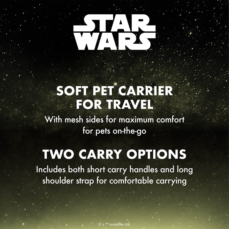 Star Wars for Pets The Mandalorian Soft Pet Carrier “Wherever I go, he goes” Gray & Brown | for Pets 15 x 9 x 9 Dog Travel Bag| Luggage Carrier for Dogs, Fits Under Plane Seat (FF19733) Mandalorian Carrier 15.0"L x 9.0"W x 9.0"H - PawsPlanet Australia