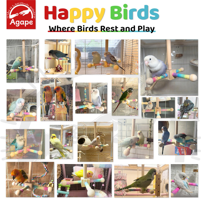 Agape Bird Perch Toy, Parrot 360° Interactive Rotating Toy, Bird Cage Accessories for small and medium Parrots to Expend Energy, Wooden Stand for Parakeets Cockatiels Lovebirds Conures Finches Budgies - PawsPlanet Australia