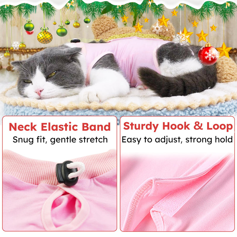 Cat Recovery Suit for Spay Abdominal Wounds, Kitten Onesie Bodysuit for Cats After Surgery, Cat Surgery Recovery Suit Female Cone of Shame Alternative for Cats Anti Licking (Pink,M) Pink Medium - PawsPlanet Australia