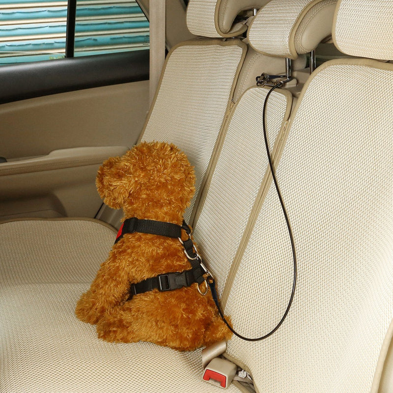 Dog Car Seat Belt, Stainless Steel Cable Chew Proof Pet Car Seat Belt Safety Restraint Tether Puppy Vehicle Seat Belt Double Clip Chew Proof Dog Car Leash Lead(24 inch) 24 INCH/60CM - PawsPlanet Australia