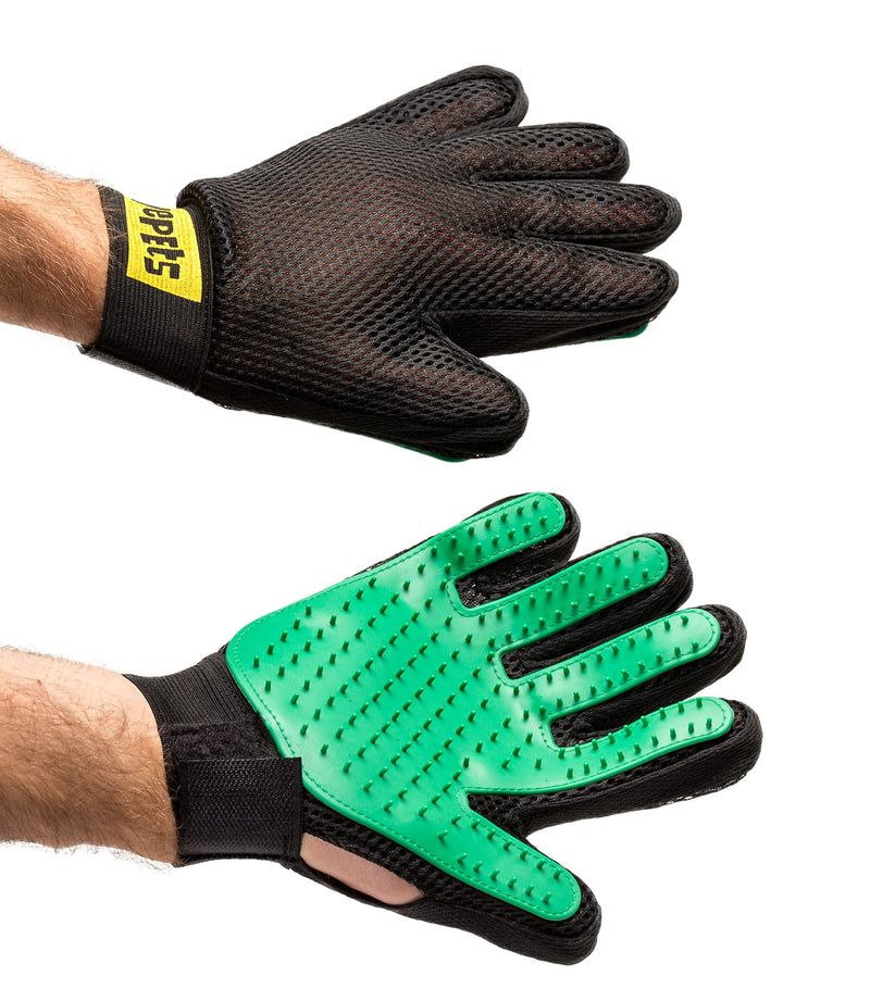 PAIR of Low-Cost Pet Grooming Gloves - Superior Care for Your Furry Friends. Ideal for Grooming, Deshedding, Bathing & Massaging Your Dogs & Cats with Long/Short/Curly Fur – Green - PawsPlanet Australia