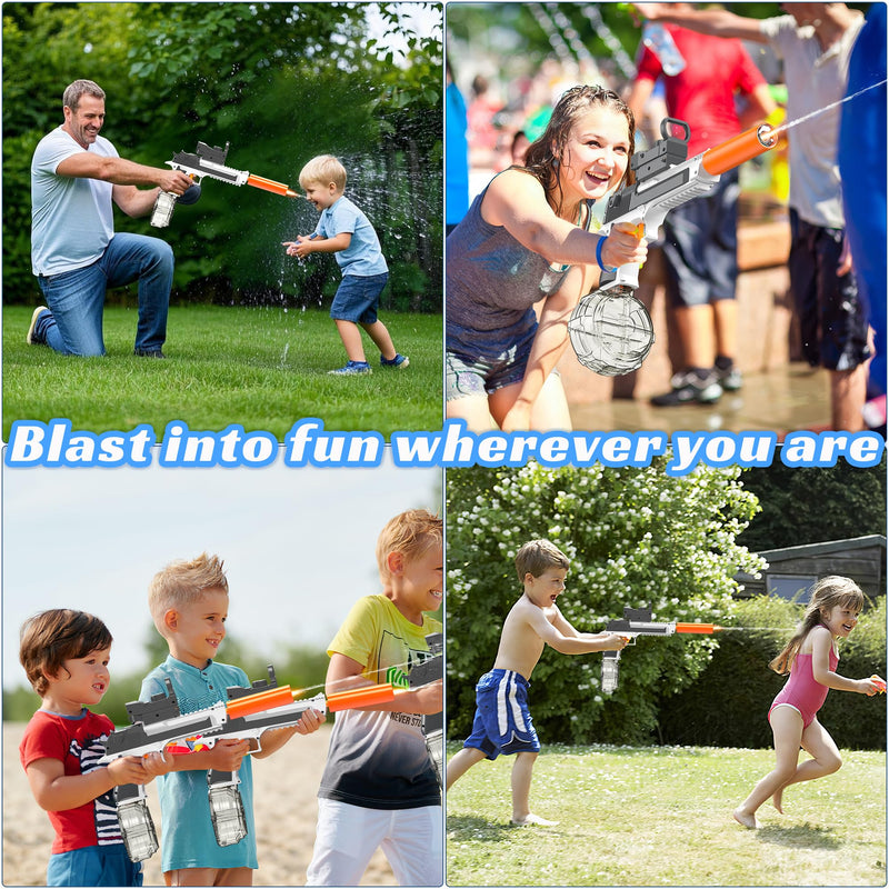Automatic Electric Water Gun with Muzzle Flash,Powerful Squirt Guns Pistol for Adults Kids, Auto Water Blaster Pistol Outdoor Summer Toys for Pool Beach Party (Grayish-White) Grayish-white - PawsPlanet Australia