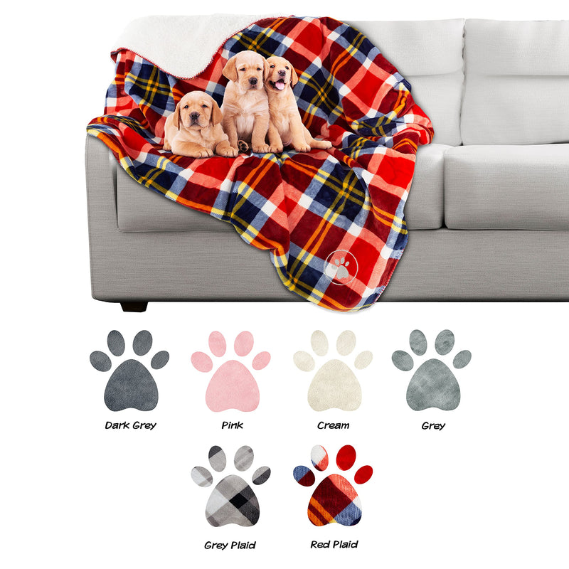 Waterproof Pet Blanket - 50x60 Reversible Plaid Throw Protects Couch, Car, Bed from Spills, Stains, or Fur - Dog and Cat Blankets by Petmaker (Red) - PawsPlanet Australia