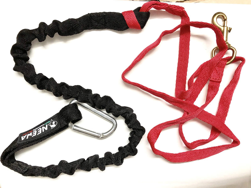 Neewa Racing Tug Line with Bungee for 2 Dogs (2m (6.5ft) - 2 Dogs, Black) - Ideal Lead for Hands Free Walking, Running, Canicross, Bikejoring - This Leash has Handle in the Middle to Allow Dog Control 2m (6.5ft) - 2 Dogs - PawsPlanet Australia