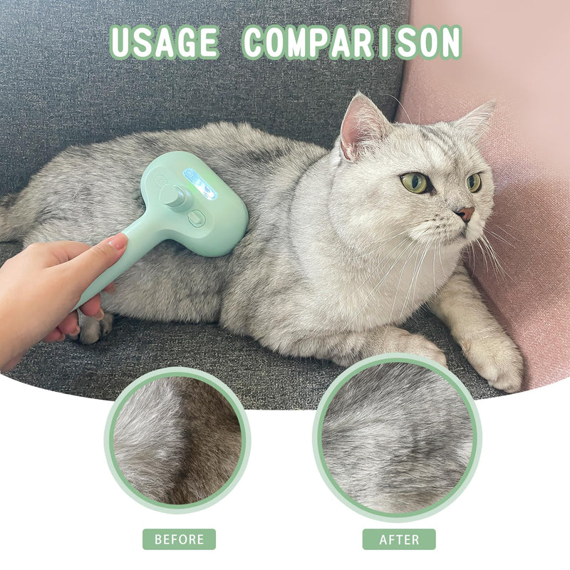 Spray Cat Brush for Shedding, Remove Static Flying Hair Pet Grooming Brush Self Cleaning Dog Brush Suitable for Long and Short Hair Dogs and Cats To Remove Tangled and Loose Hair (Green) Green - PawsPlanet Australia