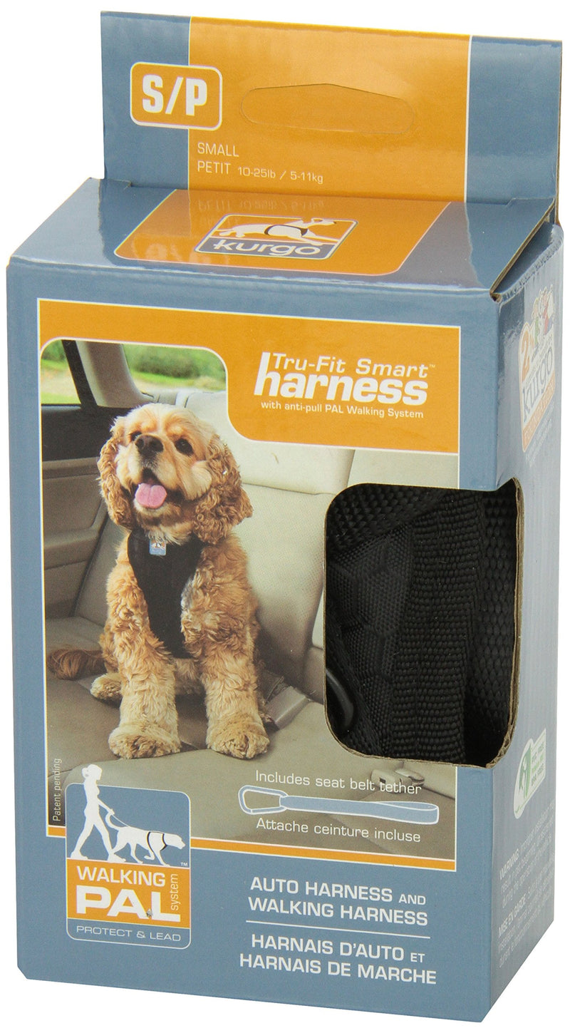 Kurgo Dog Harness | Pet Walking Harness | Small | Black | No Pull Harness Front Clip Feature for Training Included | Car Seat Belt | Tru-Fit Quick Release Style Small (Pack of 1)