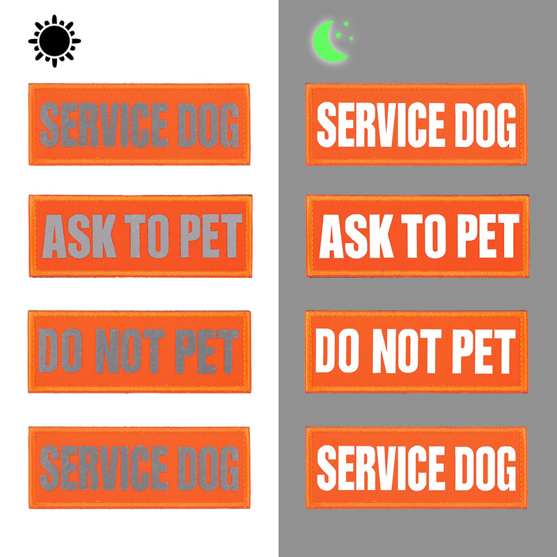 4Pcs Service Dog in Training Patches Highly Reflective Service Dog Harness Patches Do Not Pet Dog Patches Ask to Pet Patches for Dog Harness (Orange) - PawsPlanet Australia