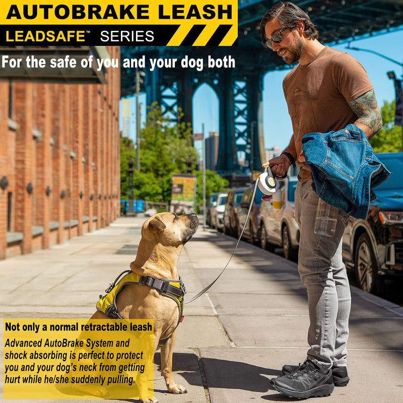 FIDA AutoBrake Retractable Dog Leash. Advanced Patented Design for Dog Pulling, 16 ft Heavy Duty No Pull Pet Walking Leash for Medium Breeds. Tangle Free, Soft Grip, Medium Size. Medium, 16ft