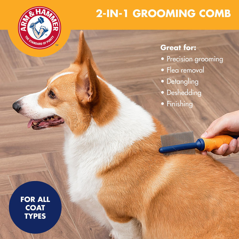 Arm & Hammer “Simply Glam” Dog Grooming Pin Deodorizing Comb with Fragrance Transfer Technology – Scented Dog Comb for Detangling & Shedding, Sweet Apple & Rose Scent Navy & Yellow Dog Comb - Sweet Apple & Rose - PawsPlanet Australia
