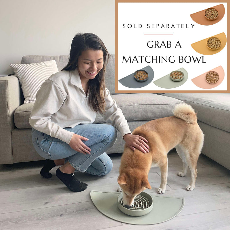 Waterproof Silicone Pet Food Mat - Non-Slip, Spill-Proof Feeding Mats for Floors, Raised Edge Design, Easy-to-Clean, Durable Flexible Rubber Mat for Dog & Cat Bowls, Medium-Sage Green Sage Green - PawsPlanet Australia