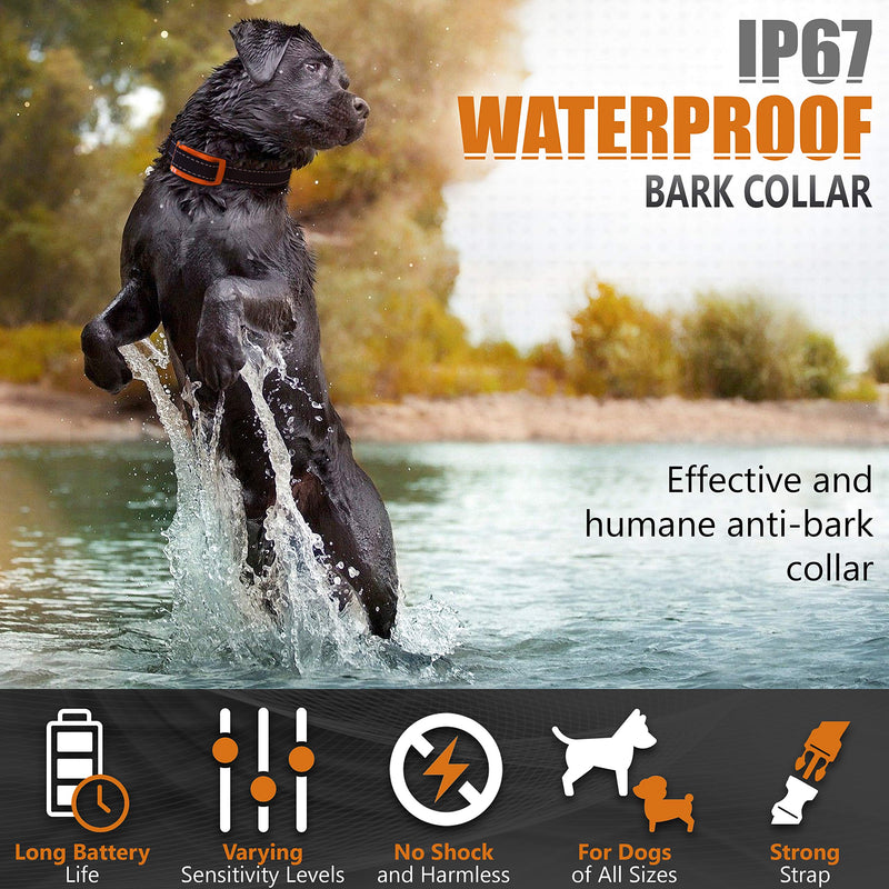 NPS Dog Bark Collar for Large Small Medium Dogs 5-150 Lbs, No Shock Dog no Bark Collar with Smart Sensitivity & Intensity Beep Vibration - Newer 2022 - Release, Anti Barking Behavior Training Device Orange