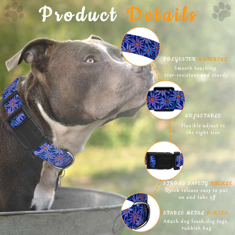 Dog Collar, Classical Indian Spirit Boys Girls Puppy Collar for Small Medium Large Dogs, Adjustable Soft Basic Pet Collar with Safety Buckle for Male Females(Purple,S) Small (Neck 10-16", Width 3/4") Purple - PawsPlanet Australia
