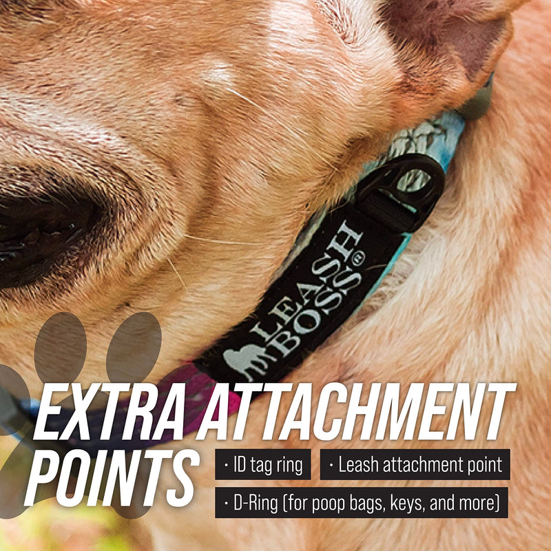 Leash Boss Martingale Collar for Dogs | Reflective Nylon Dog Collar for Large Dogs, Medium and Small Dogs | No Pull Pet Training Collar | Quick Release Buckle, Adjustable Pet Collar Medium-Large (16-19" Neck x 1" Wide) Aqua - PawsPlanet Australia