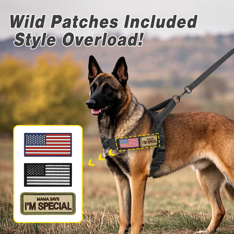 Forestpaw No Pull Dog Harness with Large Handle,Slip on Reflective Vest with Quick Release Buckle,Comfortable Flannel Lining for Medium Large Dogs Walking Training (Includes 3 Patches),Black XL XL: Chest 30-39", Fit 80-110 lbs Black - PawsPlanet Australia