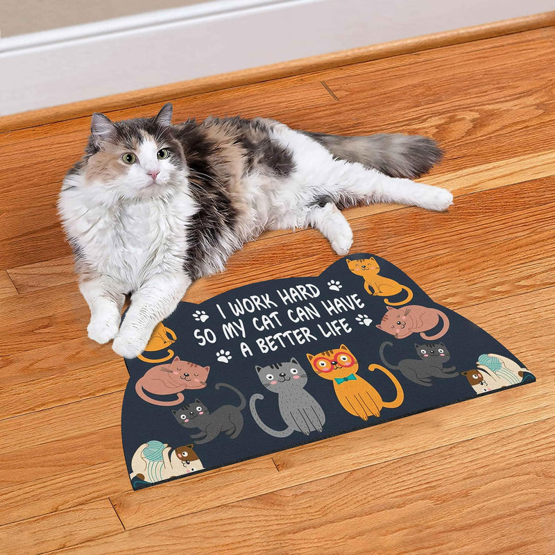 Cat Food Mat for Indoor Cats - No Stains Easy Clean Pet Supplies - Cat Bowls for Indoor Cats (Dark Grey, 19"x9") Dark Grey Small size - PawsPlanet Australia