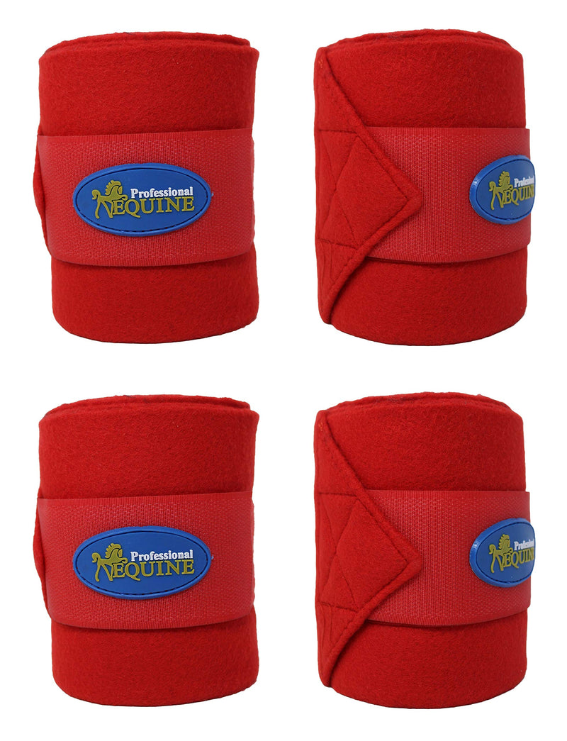 CHALLENGER 10ft Horse Grooming Leg Polo Wrap Set of 4 Soft Fleece 95R Red 10' x 5"
