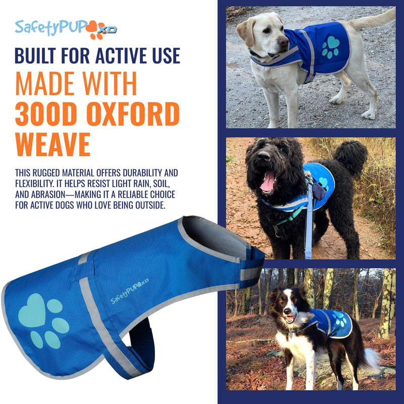 SafetyPUP XD Dog Reflective Vest – Hi-Vis Fluorescent Visibility That Helps to Safeguard Your Pet On/Off Leash in Urban & Rural Areas (Blue, X-Large) Blue - PawsPlanet Australia