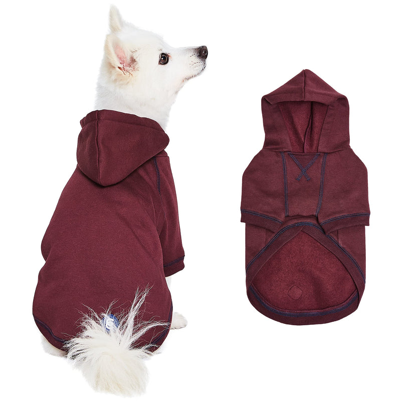 Blueberry Pet Essentials Soft & Comfy Better Basic Cotton Blend Dog Hoodie Sweatshirt in Burgundy Red, Back Length 10", Pack of 1 Jacket for Dogs 10 inch (Pack of 1) Dog Hoodie - Burgundy Red - PawsPlanet Australia