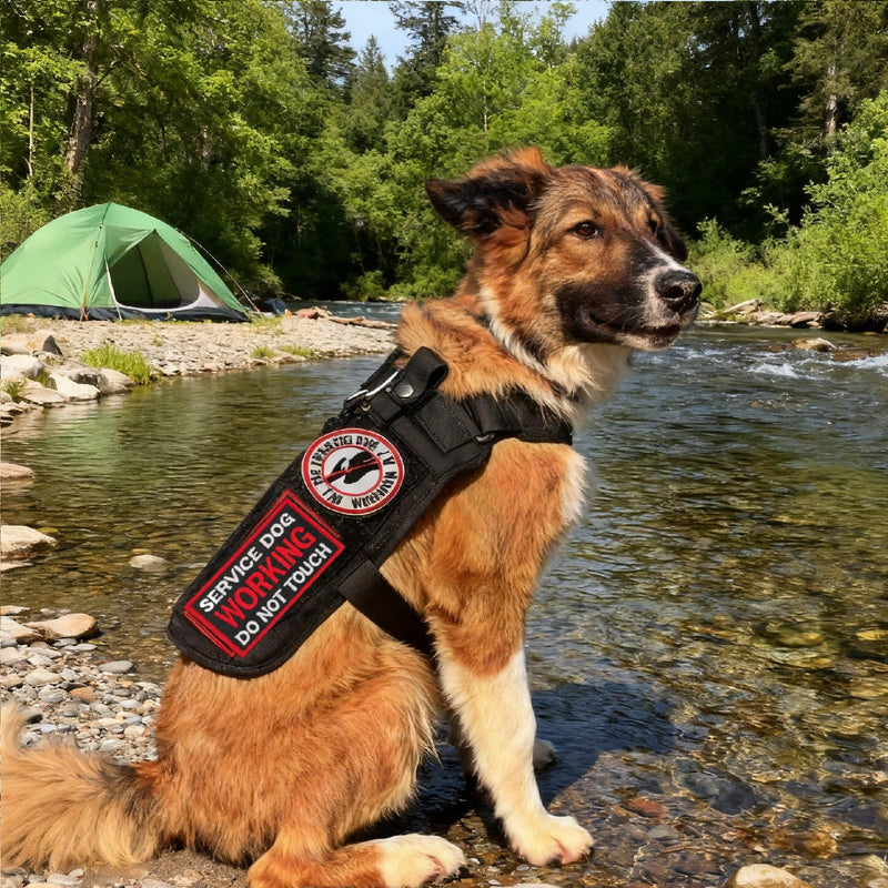 Service Dog Patch and Tag, Id Tag Easily Attach to Collar, Harness,Vest (Medium-1.18 x 4.33) Medium Service Dog(patch&tag) - PawsPlanet Australia