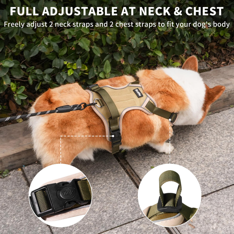 Small Dog Harness, Heavy Duty Tactical No-Pull Reflective Harness & Collar Set — Secure, No Choke, Easy On and Off Pet Vest, Adjustable Dog Vest with Breathable Padded for Walking Hiking Training Small - PawsPlanet Australia