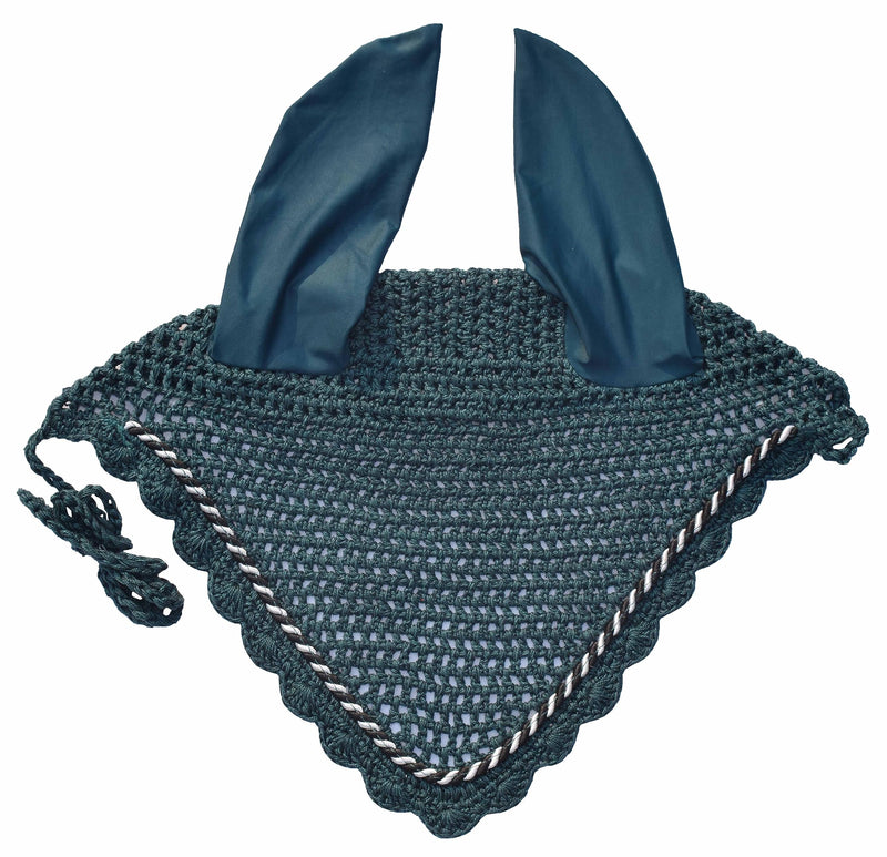 Elegant Horse Ear Bonnet, Fly Veil & Fly Mask – Superior Fly Protection with Style and Comfort for Every Ride (Petrol/Peacock, Horse/Full)