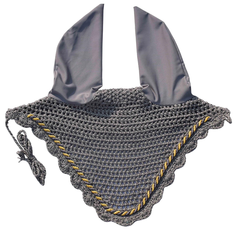 Elegant Horse Ear Bonnet, Fly Veil & Fly Mask – Superior Fly Protection with Style and Comfort for Every Ride (Grey, Horse/Full)